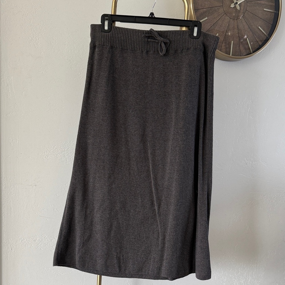 Maggies Organics Organic Cotton Elegant Charcoal Gray Brown Knit Skirt Medium